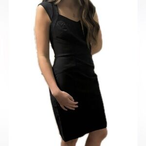 White House Black Market | Y2K Women’s Black Business Formal Fitted Dress | 2